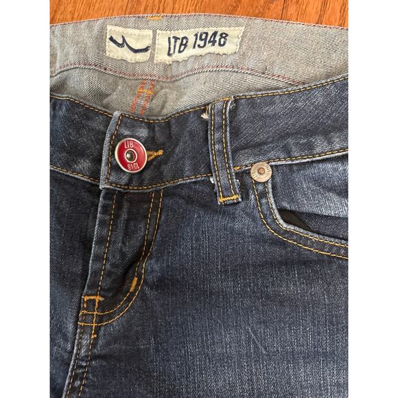LTB 1948 Jeans Womens W30 L34 Dark Blue Whiskers Back Flap Pockets Low Rise - Picture 3 of 8
